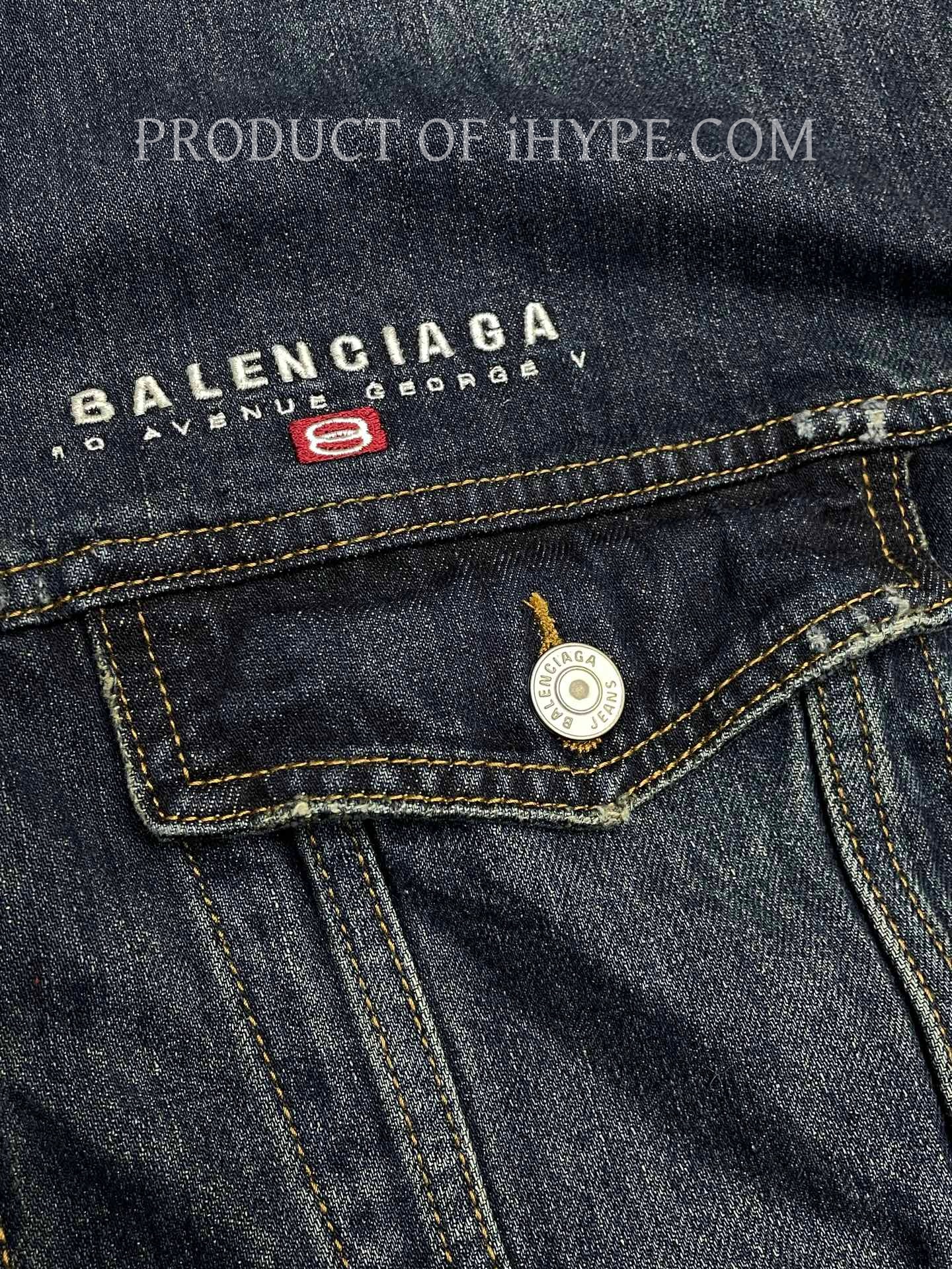 Balenciaga Men's Patched Denim Jacket in Blue (9)